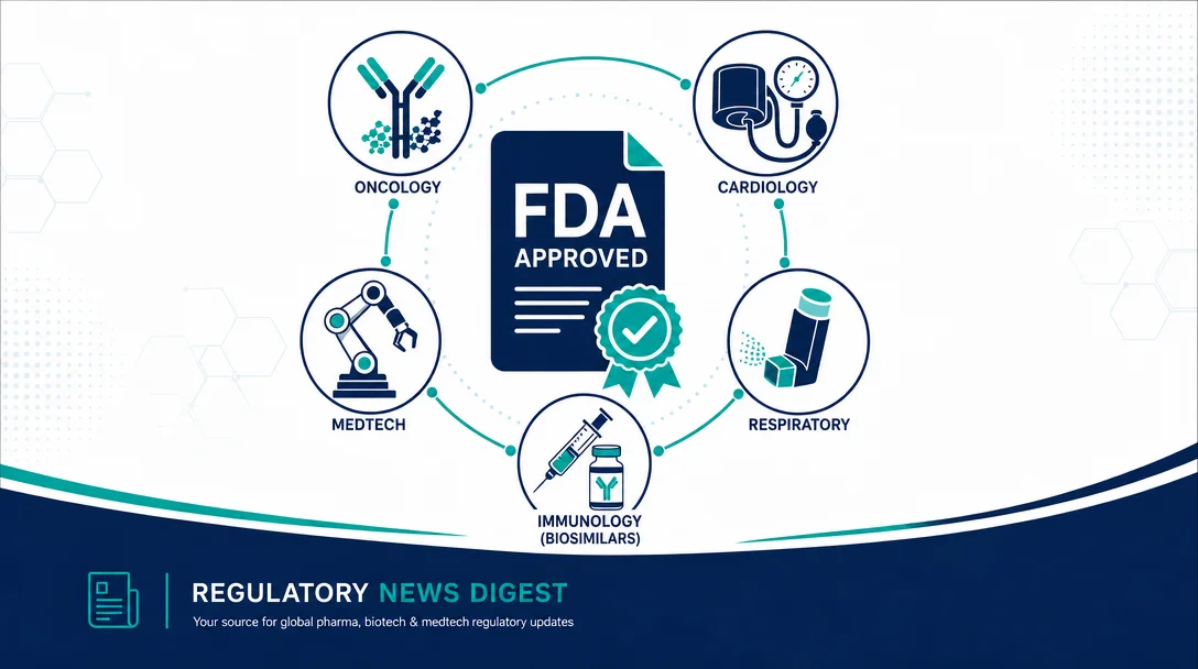 Eight regulatory actions, one dominant sponsor: FDA approvals, May 17–22, 2026