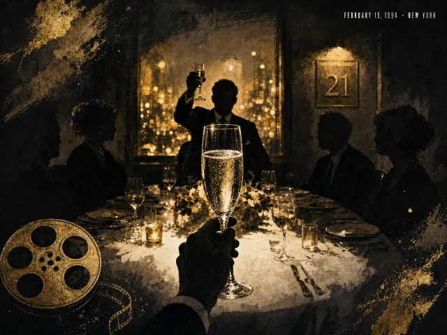 Champagne toast at Manhattan restaurant "21" on the night of February 15, 1994, when Viacom won the Paramount bidding war