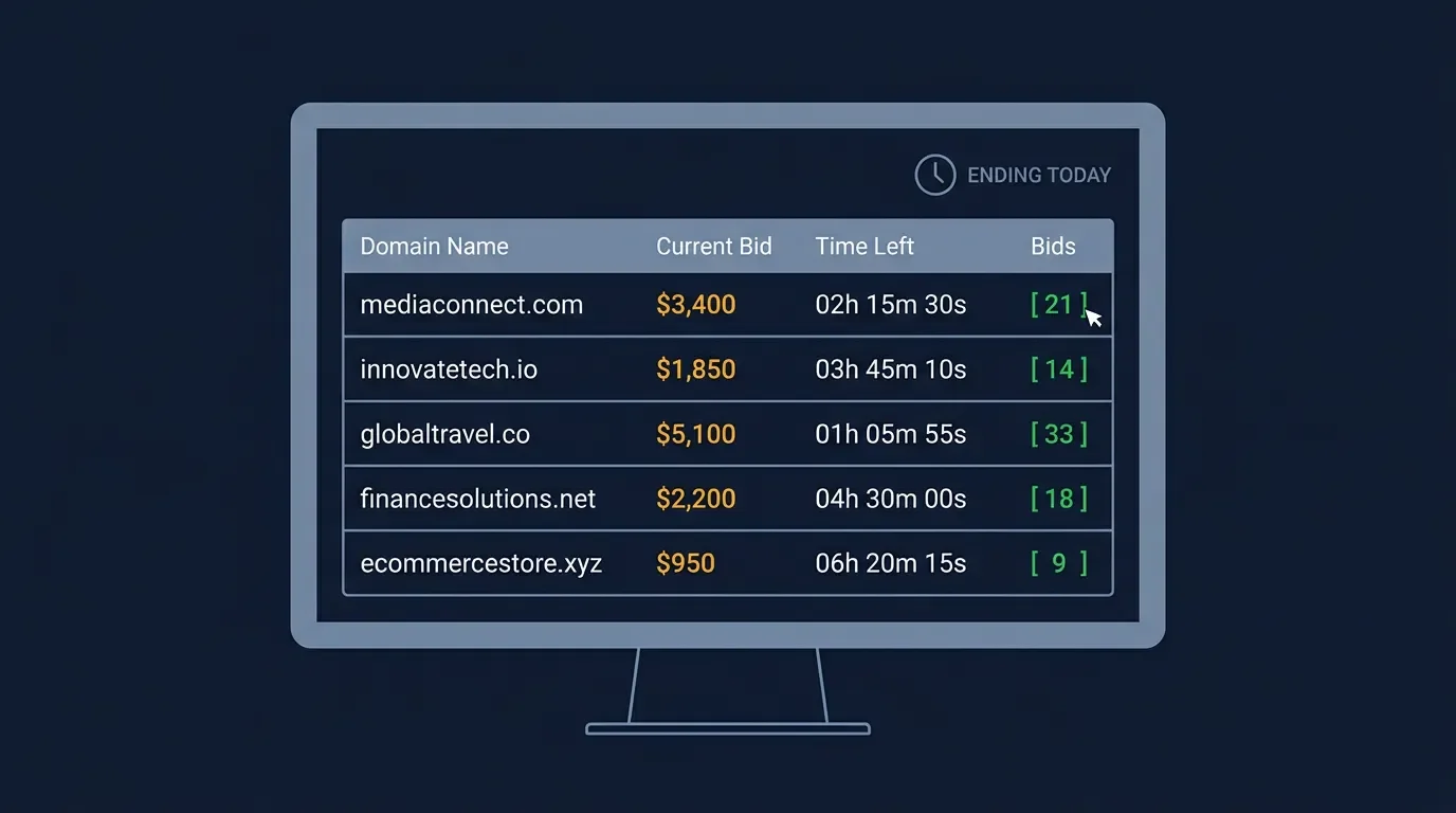 Tuesday counter-dip — five GoDaddy picks, June 16 domain auction screen