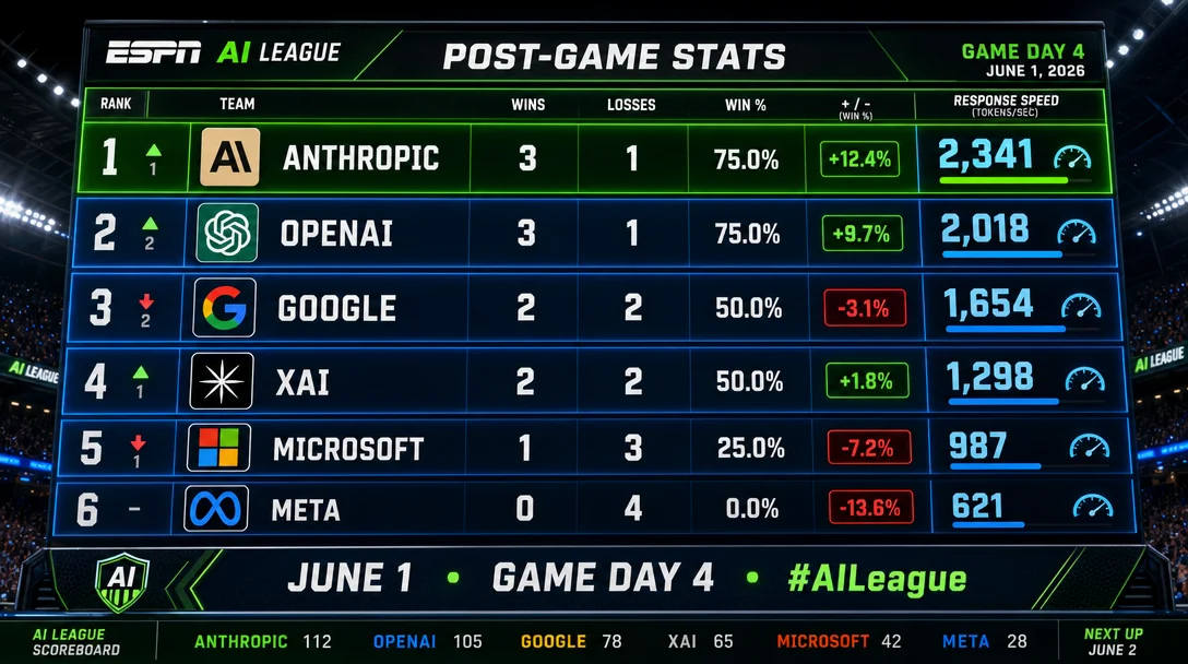 AI League — Game Day 4: OpenAI Goes Full Sprint, Google Jumps a Gear