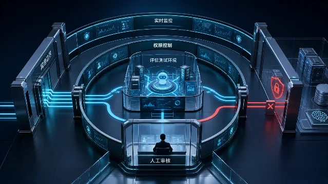 分层控制围住评测环境,实时监控与人工复核在越界路线前阻断动作