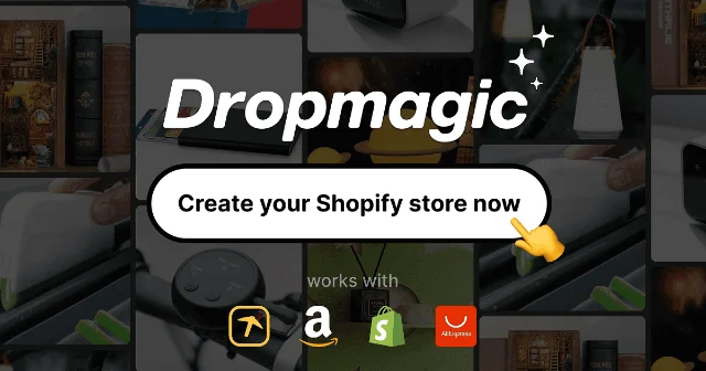 DropMagic hero image showing AI-powered Shopify store builder
