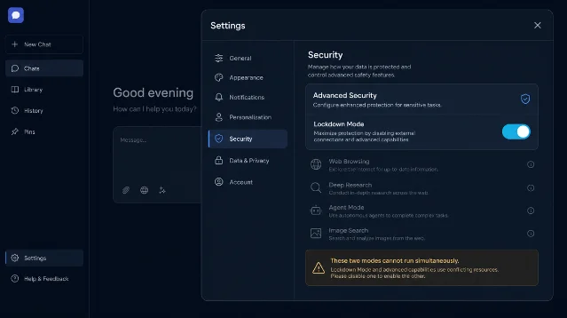 Lockdown Mode 设置界面示意