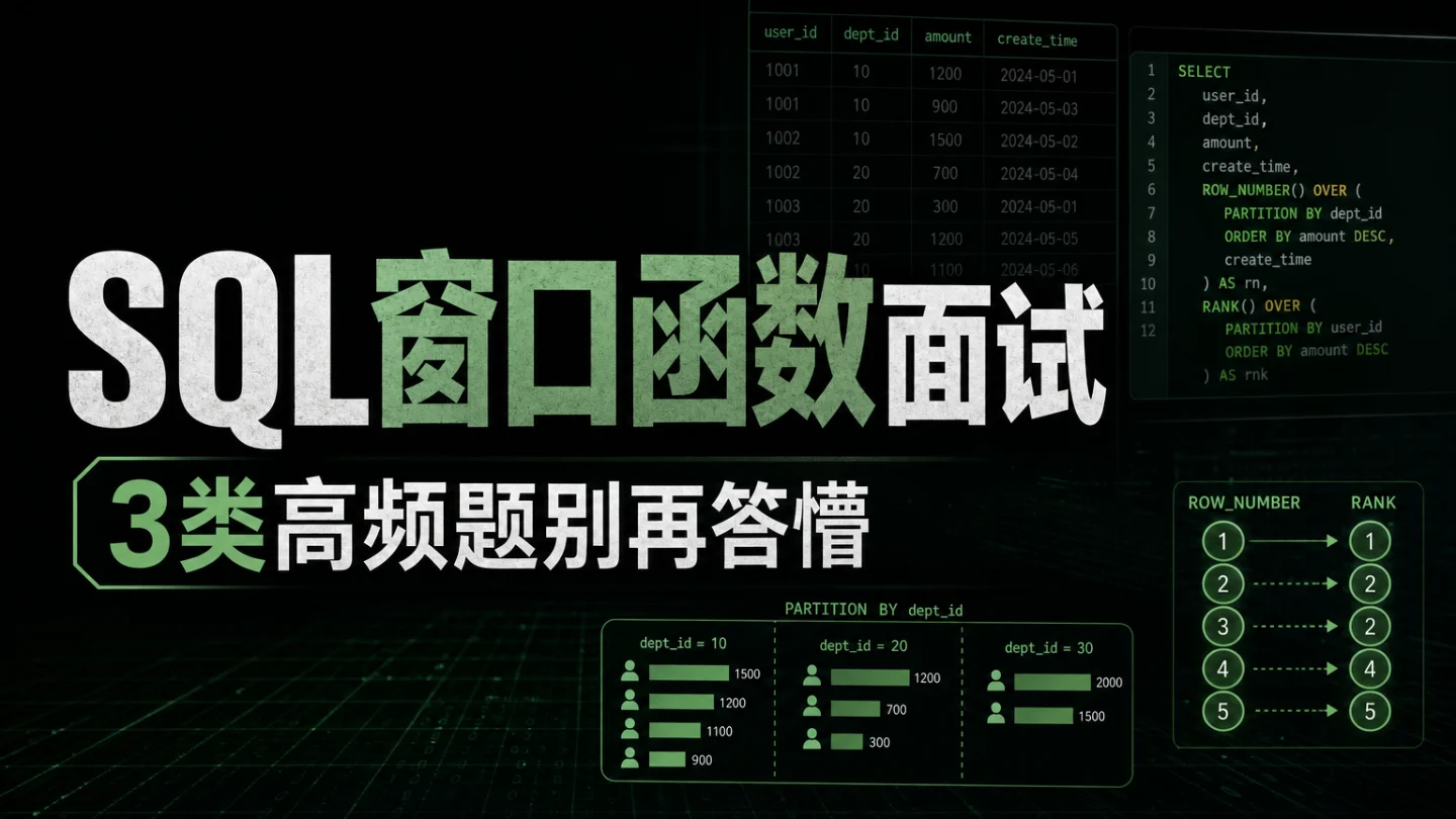 SQL窗口函数面试答不上怎么办?3类高频题让面试官相信你会做业务分析