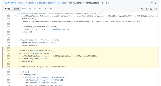 CLIProxyAPI v8.0.30 的 claude_openai-responses_response.go 第 662 到 731 行