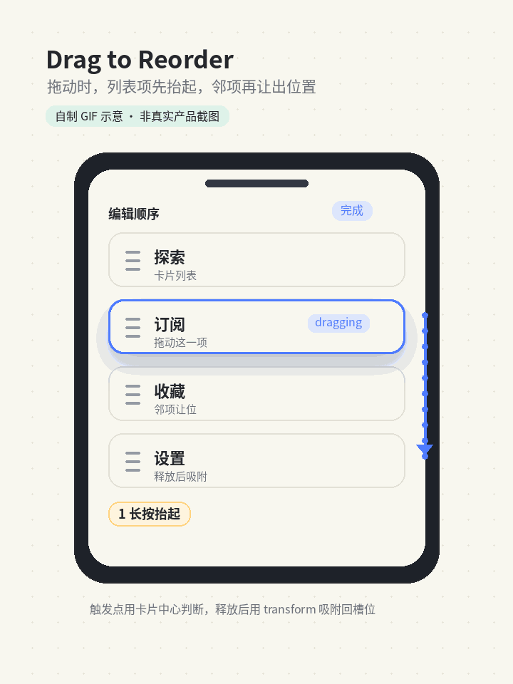 Drag to Reorder 自制动效示意