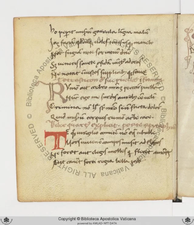 Folio 63v of Ott.lat.2857: the end of the elegies and the Domitius Marsus epitaph, "Poete epytaphium," with red rubrication