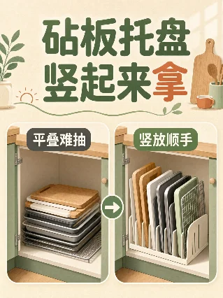 砧板托盘别平叠，竖起来才好拿