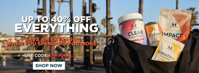 MyProtein "40% off almost everything" homepage banner