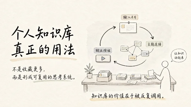 cc2image 的公开示例输出:用手绘风格把个人知识库流程画成一张中文信息图。