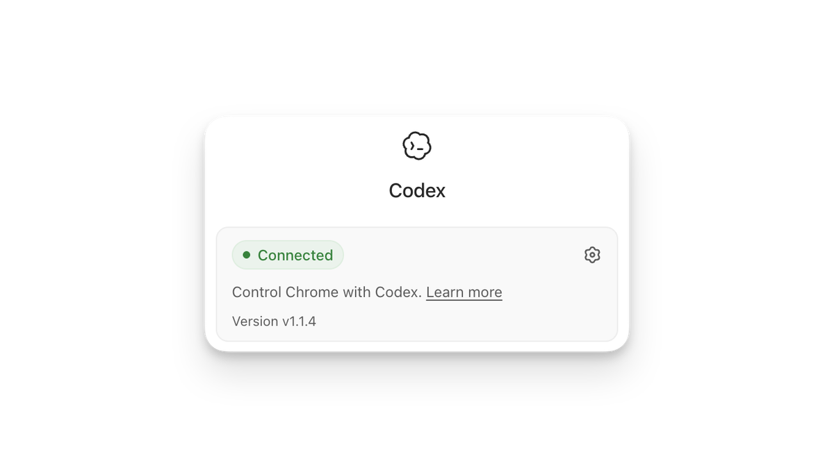 Codex 桌面应用中 Chrome 插件卡片 v1.1.4