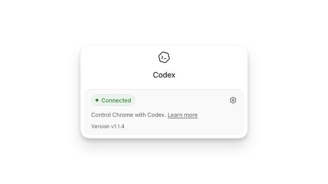 Codex 桌面应用中 Chrome 插件卡片 v1.1.4