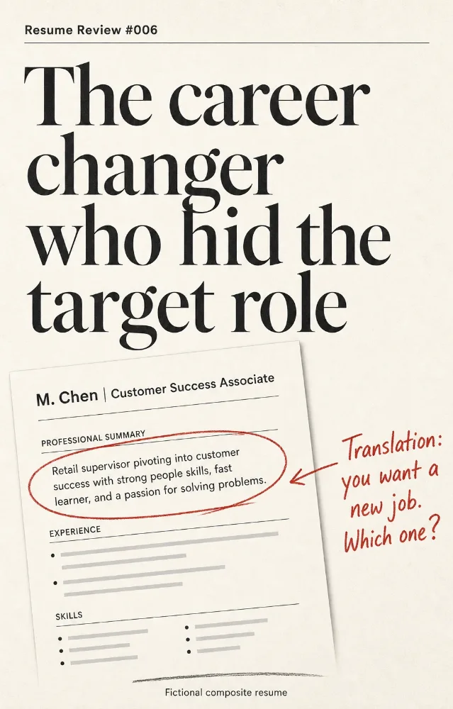 Resume Review #006 — The Career Changer Who Hid the Target Role