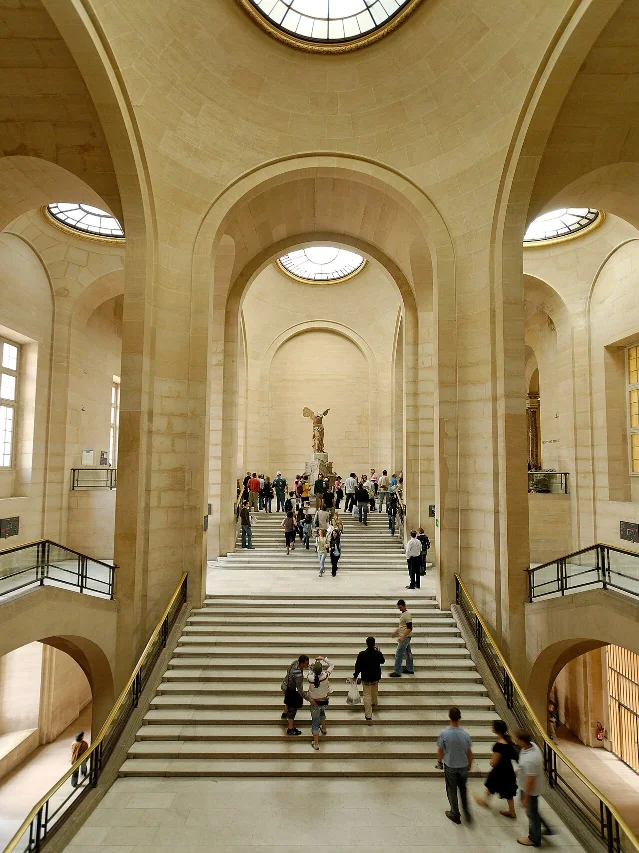 The Daru staircase of the Louvre's Denon Wing, with the Winged Victory at the summit