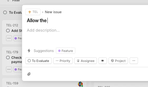 Suggestions dropdown while typing a new issue title
