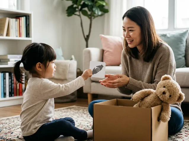 孩子用求助卡表达需要帮助
