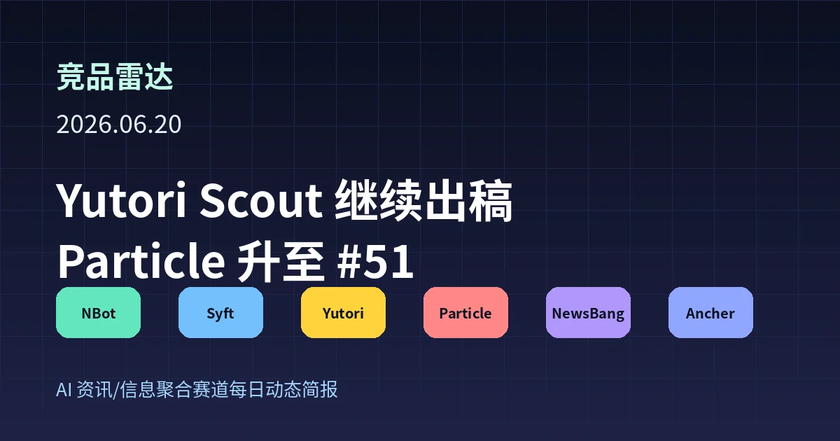 AI 新闻代理竞品雷达:Yutori 继续出稿,Particle 升至 #51