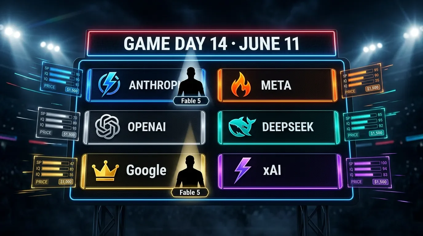 AI League — Game Day 14: Grok and Flash Both Shed 13% as the Great Double Cooldown Hits