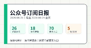 公众号订阅日报｜2026-06-25