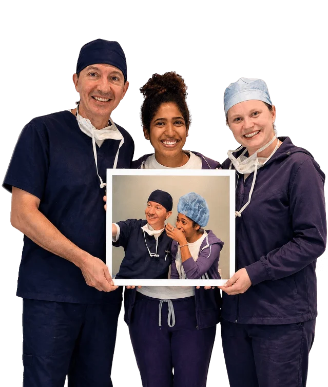 EyeMed LASIK medical professional against branded background