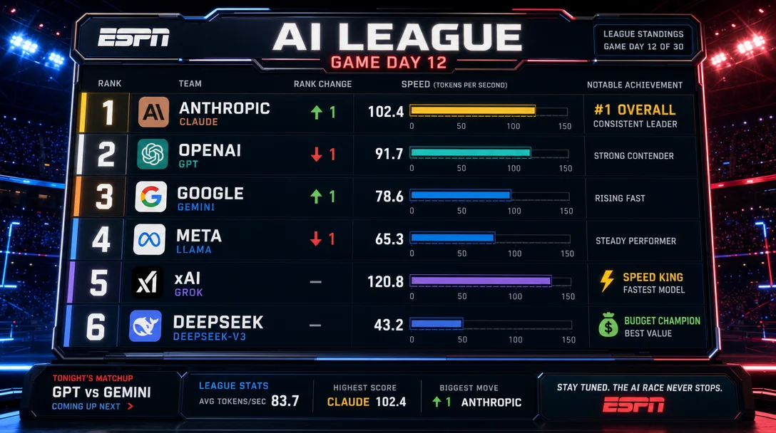 AI League — Game Day 12: Flash Reclaims the Crown as Both Speed Titans Cool Down