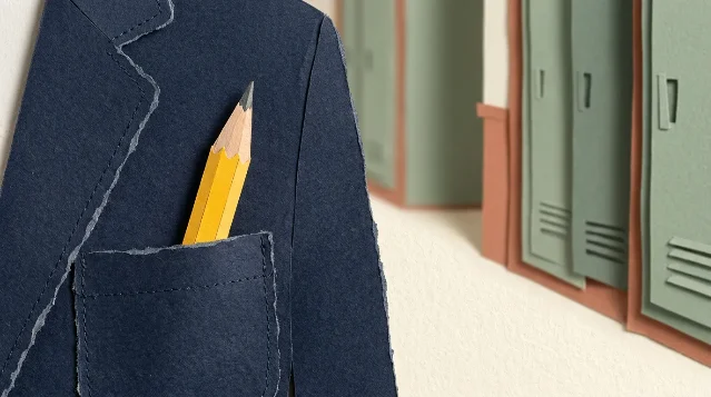 Yellow pencil in a school pocket
