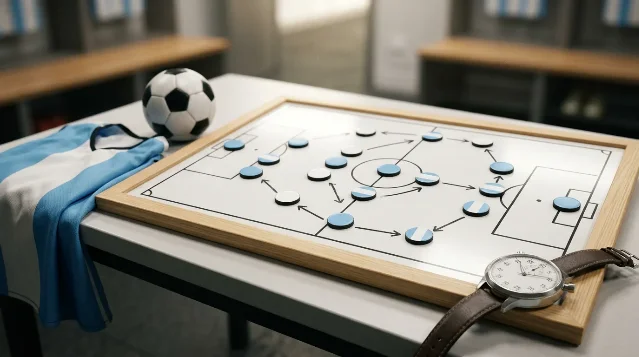 Tactical board with Argentina-colored magnets