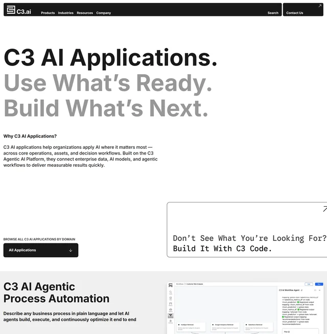 C3 AI 官方应用目录页