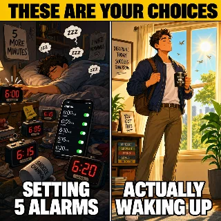 Setting 5 Alarms vs. Actually Waking Up
