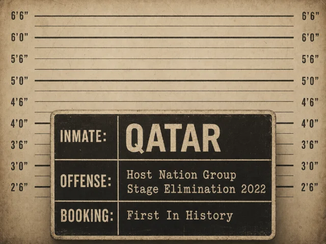 Qatar intake booking notice — first host nation eliminated at group stage, 2022