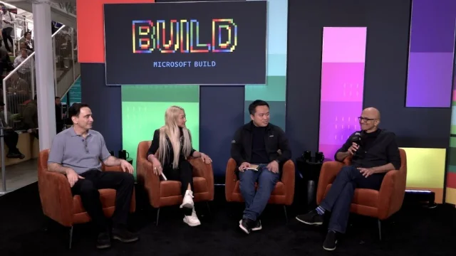 Elad Gil, Sarah Guo, swyx, and Satya Nadella on stage at Microsoft Build 2026