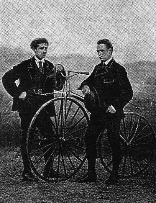 James Moore (right) with Paris-Rouen 1869 runner-up Jean-Eugène-André Castéra (left)