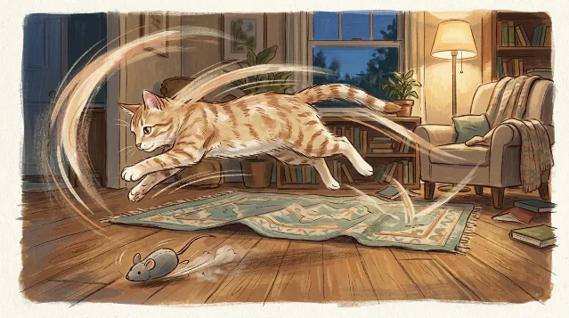 猫在客厅里飞奔
