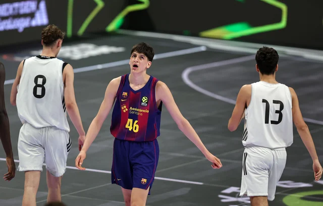 Nikola Kusturica (#46, FC Barcelona) during the Adidas NextGen Finals — the 17-year-old Serbian wing Kentucky, Gonzaga, and UCLA are all pursuing
