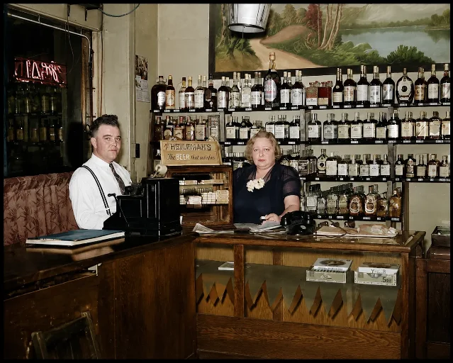 AI colorization of the Alamo bar interior