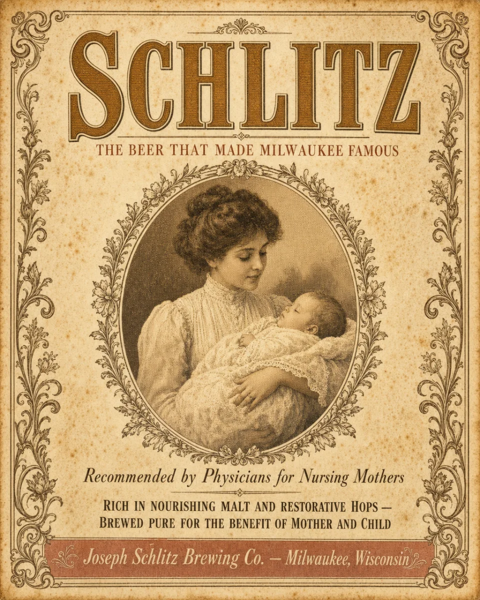 🍺 Schlitz ran ads telling nursing mothers to drink beer. Physicians endorsed it.