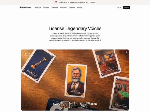 ElevenLabs Iconic Marketplace 首屏