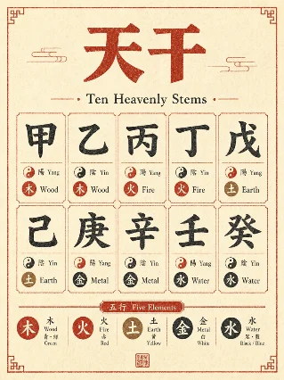 八字入门图解 · 第一期：天干、地支、日主、大运