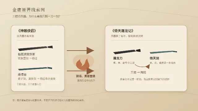 玄铁重剑、君子剑与淑女剑到倚天剑和屠龙刀的原著线索图