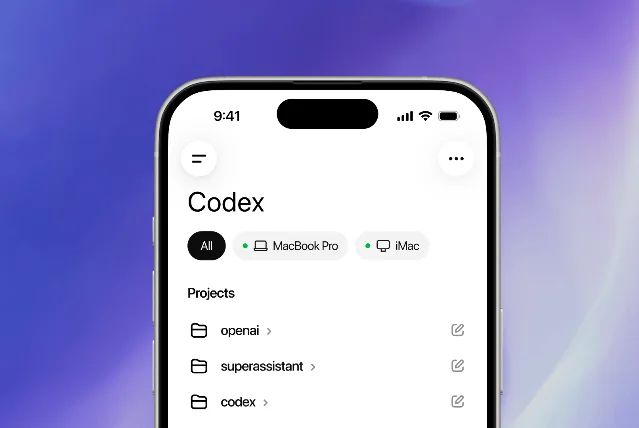 Codex 在 iPhone 上的项目列表界面
