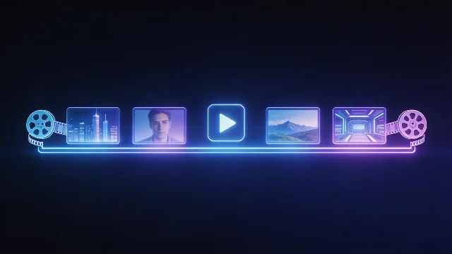 AI 品牌视频时间线制作概念——多场景片段串联输出成片