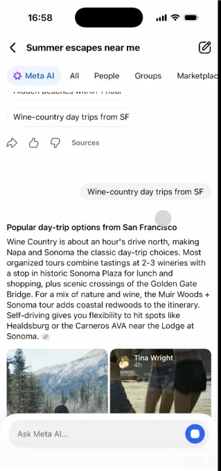 Meta built AI Mode for Facebook. The search bar is now a group chat.