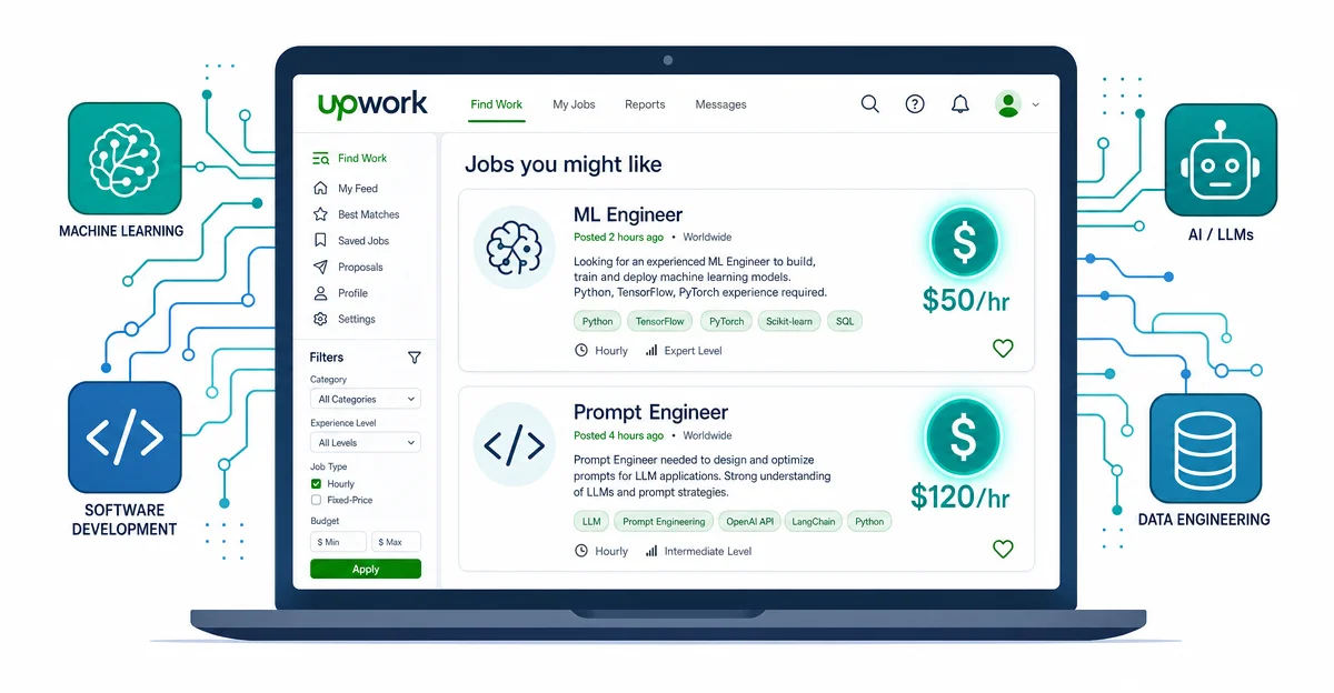 Upwork 时薪 $50+ AI 岗位全图鉴:2026 年版入场指南