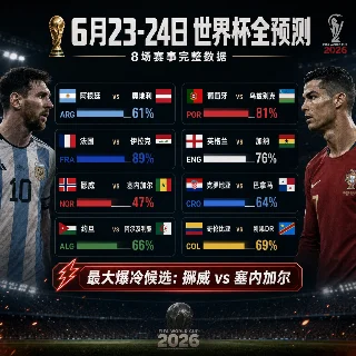 C罗梅西不同组齐发力！6月23-24日世界杯8场全预测，挪威vs塞内加尔谁是最大黑马？