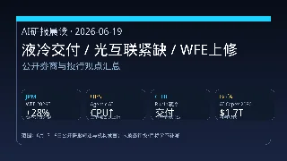 AI研报晨读｜2026-06-19：液冷交付、光互联紧缺与WFE上修成三条主线