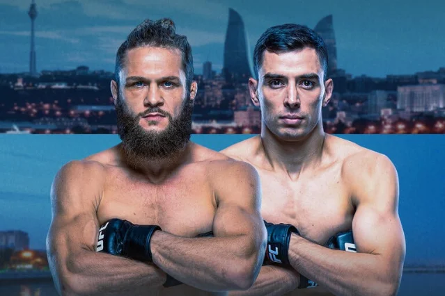UFC Fight Night 280 official event poster — Fiziev and Torres in front of Baku's skyline