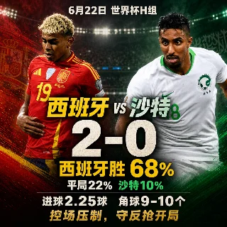 西班牙终于开火？6月22日世界杯4场预测：比利时45%硬吃伊朗，埃及新西兰最像平局