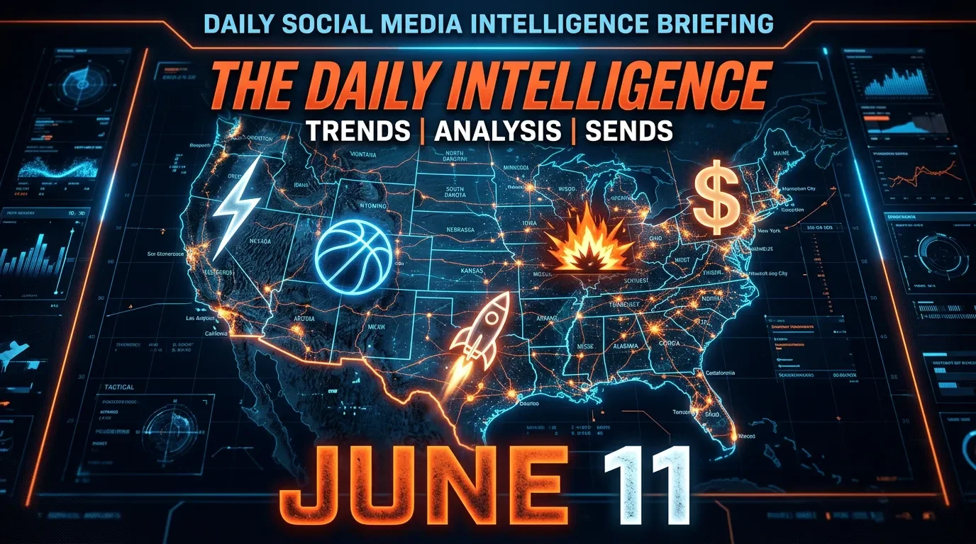 June 11 Briefing — Iran water strike goes viral, $SPCX prices TONIGHT, Knicks pull off largest Finals comeback ever, 'Chat is dead' OpenAI pivot, and Bitcoin at Extreme Fear 8