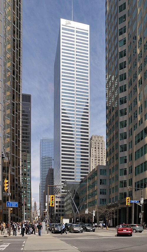Commerce Court West, CIBC's Toronto headquarters from 1973 to 2021 — a 57-storey stainless-steel tower designed by I.M. Pei, at the time of its completion the tallest building in Canada
