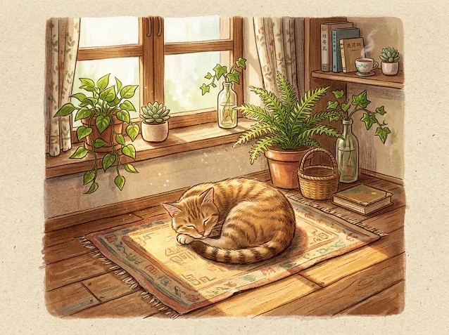猫睡在午前阳光里